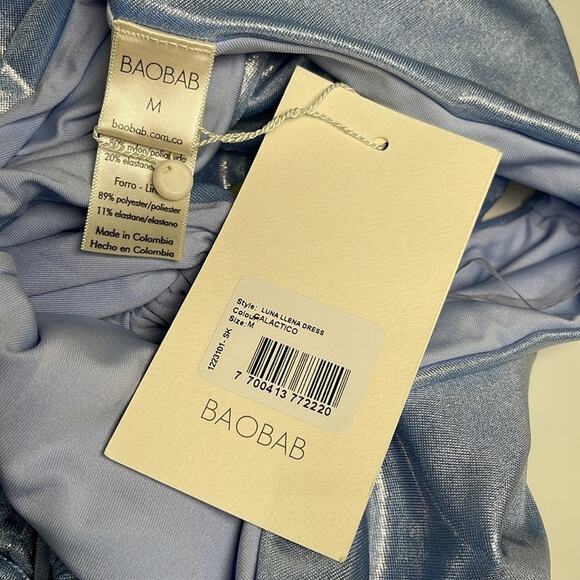 BAOBAB Luna Llena One Shoulder Cutout Ruched Metallic Galactico Maxi Dress Sz M - Picture 8 of 9